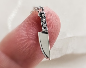 Tiny Knife Necklace • Edgy Jewelry • Layering Necklace • Goth Style • Knife Charm • Badass Style • Best Friend Gift • Chef's Knife Charm