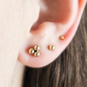Ball Stud Earrings • Set of 3 Studs • Dainty Earring Set for Multiple Piercings • Mix & Match • Minimalist Style • Gift For Her