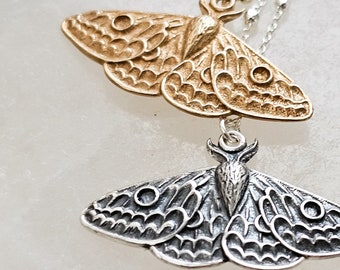 Exquisite Moth Necklace • Sterling Silver Moth Wings • Gift For Nature Lover • Golden Moth Charm • Layering Necklace • Waterproof