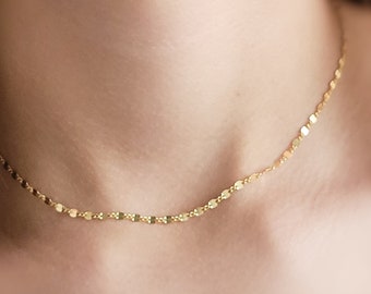 Dainty Shimmer Chain • Layering Necklace • Custom Length • Gift For Her • Sparkle Choker • Delicate Chain • Fine Gold Chain • Gift Idea