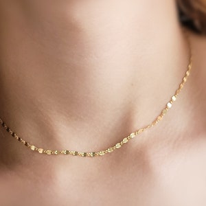 Chaîne scintillante délicate • Collier superposé • Longueur personnalisée • Cadeau pour elle • Ras de cou scintillant • Chaîne délicate • Chaîne en or fine • Idée cadeau