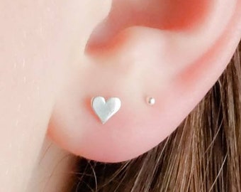 Teeny Tiny Heart Studs • Small Earring Studs • Petite Hearts • Solid Heart Posts • Simple Minimal Earrings • Sterling Silver Heart Studs