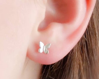 Tiny Butterfly Studs • Petite Butterflies • Butterfly Silhouette Posts • Simple Minimal Earrings • Sterling Silver Butterfly • Stud Earrings