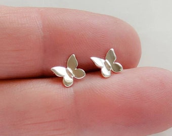 Tiny Butterfly Studs • Petite Butterflies • Butterfly Silhouette Posts • Simple Minimal Earrings • Sterling Silver Butterfly • Stud Earrings