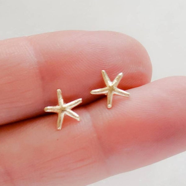 Tiny Starfish Studs • Delicate Starfish Earrings • Minimalist Earrings • Gold Starfish Studs • Beach Themed Jewelry • Cute Little Starfish