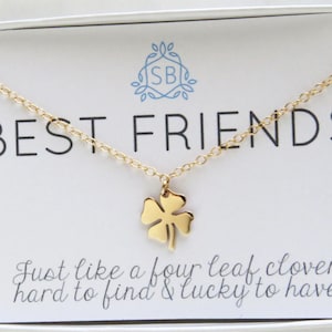 Best Friend Gift • Four Leaf Clover Necklace • Clover Charm • Lucky Charm • Clover Necklace • Shamrock Necklace • Friendship Jewelry • BF01