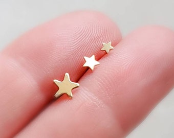 14k Gold Star Studs • Choose Your Size • Delicate  Studs • Gold Star Studs • Little Stud Earrings • Minimalist Earrings • Dainty Studs