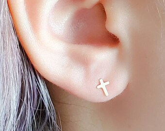 small cross earrings studs