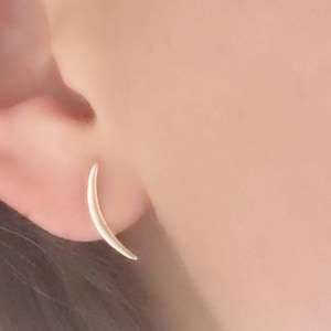Thin Crescent Moon Earrings • Delicate Gold Earrings • Crescent Studs • Dainty Curved Earring Studs • Silver & Gold Earrings • Gift For Her