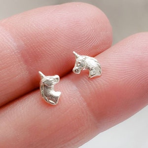 Tiny Unicorn Stud Earrings Cute Little Unicorns Gold Unicorn Earrings Magical Unicorn Studs Sweet Stud Earrings Einhorn Studs image 1