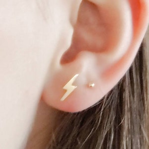 14K Gold Lightning Bolt Studs • Dainty Lightning Bolts • Tiny Gold Studs • Thunderbolt Earrings • Lightning Earrings • Gift For Her