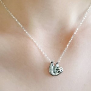 Sloth Necklace • Sweet Little Sloth Pendant • Silver Sloth Jewelry • Gift for Her • Hanging Sloth Necklace • Cute Sloth • Sloth Charm