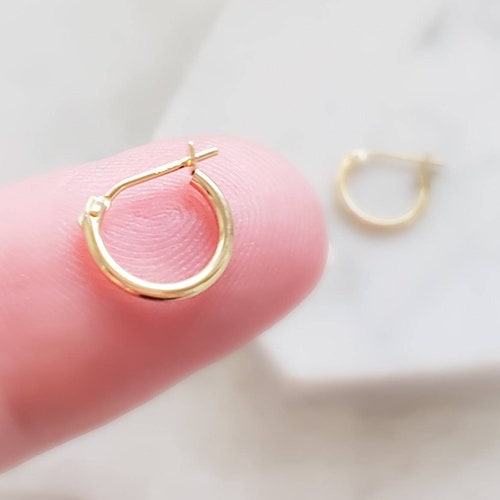 Tiny Hoop Earrings Small Gold Hoops Thin Lightweight Hoops Etsy