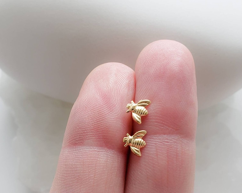 Little Honey Bee Studs Dainty Bee Earrings Bumble Bee Studs Tiny Gold Bees Little Bee Earring Studs Delicate Bee Jewelry Gift Gold fill