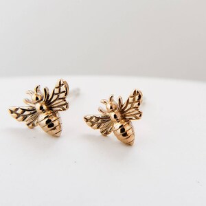 Stainless Steel Tiny Honey Bumble Bee Stud Earrings – Button Post Piercing Earrings For Women