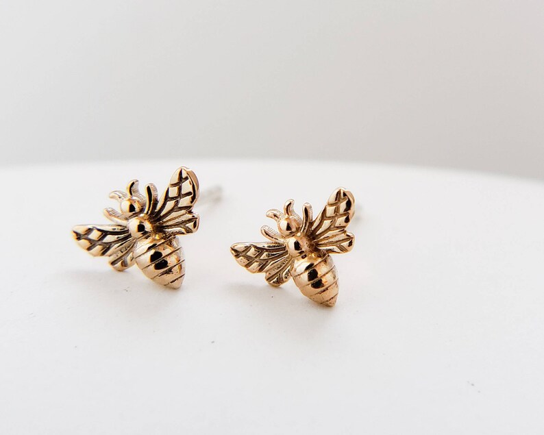Tiny Honey Bee Studs Dainty Bee Earrings Bumble Bee Studs Etsy