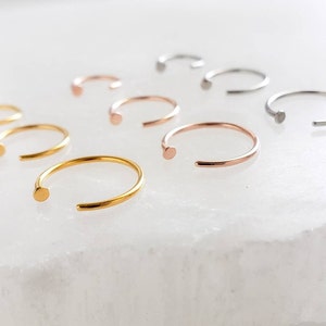 Tiny Dot Hug Hoops 20 Gauge Thin Dot Hoops Open Skinny Hoop Modern Hoops Dainty Hug Hoops Delicate Nose Ring Surgical Steel image 2