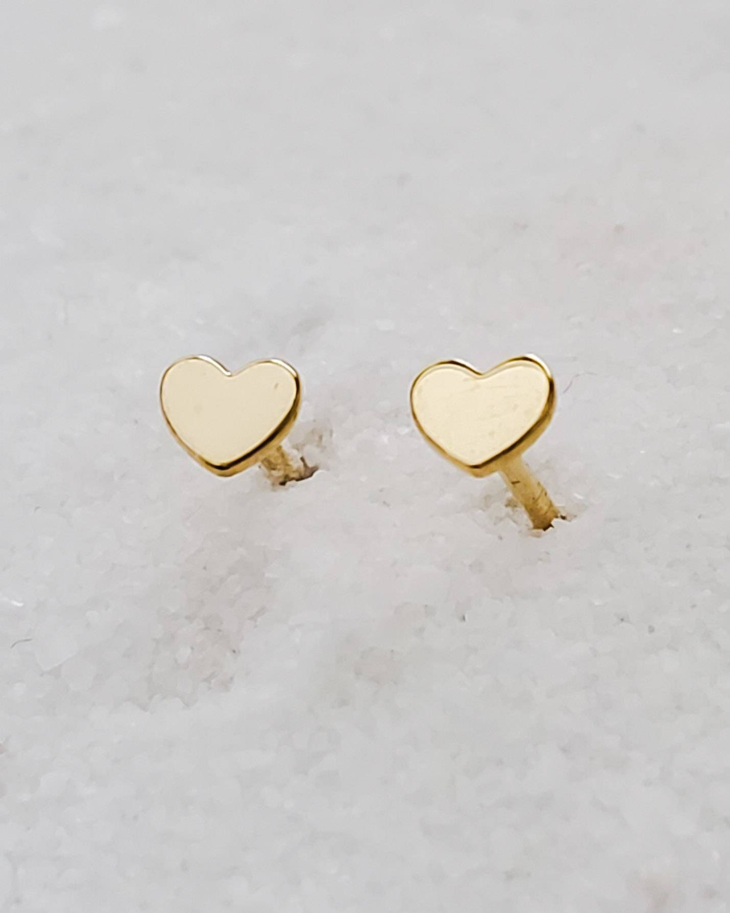 9ct Real Gold Andralok 2mm Tiny Heart Stud Earrings – Extra Small – Gift Boxed