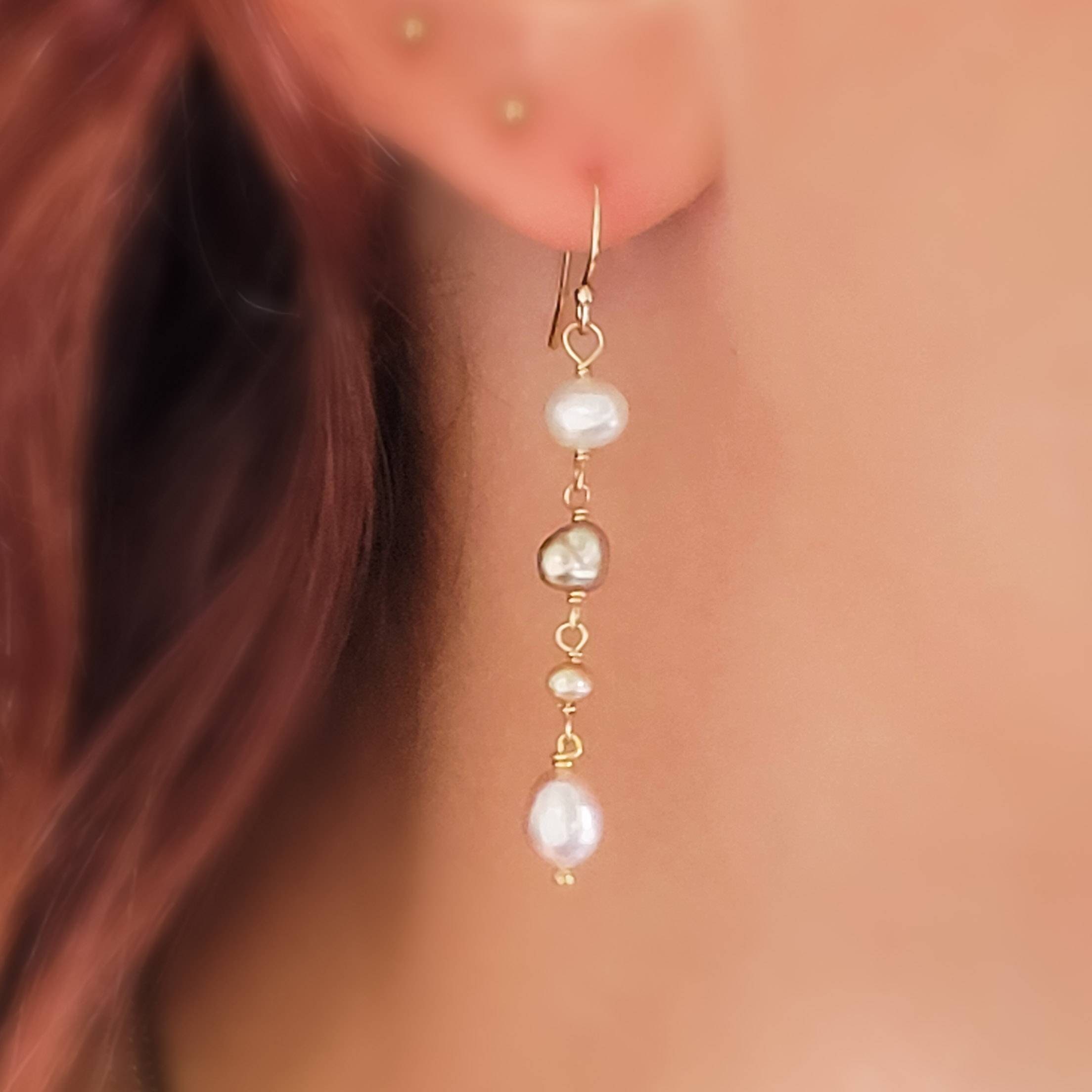 ★BTS 着用★MIKSHIMAI★NATURAL WATER DROP PEARL EARRINGS Mikimoto Morning Dew 8-7mm Akoya Cultured Double Drop Pearl