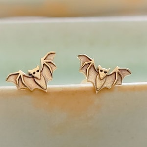 Cute Little Bat Studs • Golden Bat Earrings • Tiny Bats • Dainty Bat Jewelry • Spooky Jewelry • Silver Bats • Bat Wings • Pierced Earring