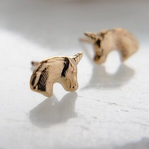 Tiny Unicorn Stud Earrings Cute Little Unicorns Gold Unicorn Earrings Magical Unicorn Studs Sweet Stud Earrings Einhorn Studs image 5