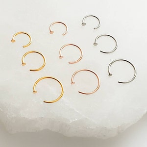 Tiny Dot Hug Hoops 20 Gauge Thin Dot Hoops Open Skinny Hoop Modern Hoops Dainty Hug Hoops Delicate Nose Ring Surgical Steel image 7