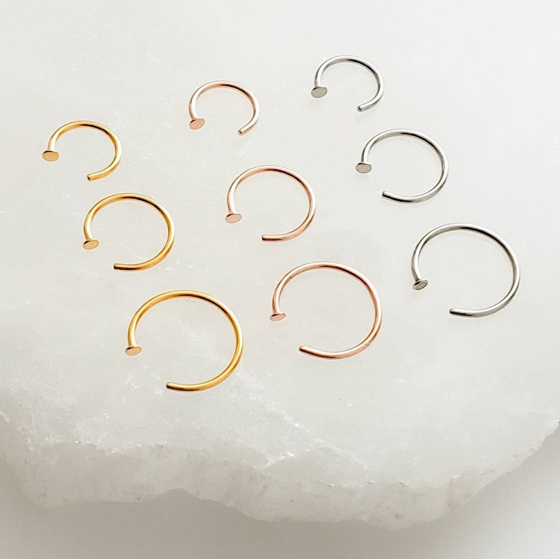 Tiny Dot Hug Hoops 20 Gauge Thin Dot Hoops Open Skinny Hoop Modern Hoops Dainty Hug Hoops Delicate Nose Ring Surgical Steel image 7