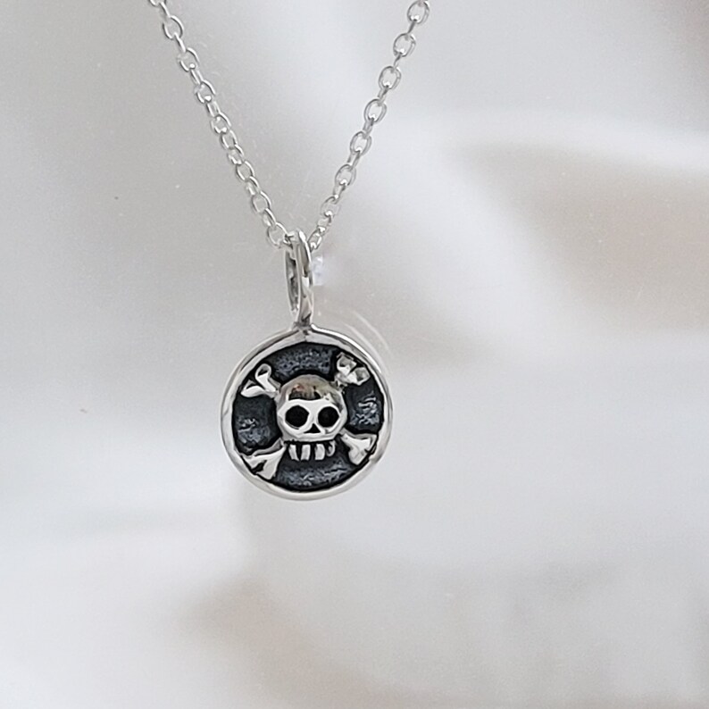 Best Friend Gift Tiny Skull & Crossbones Necklace BFF Gang Of Two Tough Girls Skull Pendant Badass Girls Jolly Roger Pirates image 6