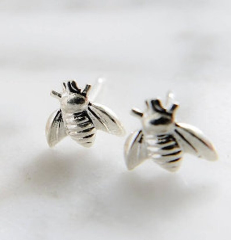 Little Honey Bee Studs Dainty Bee Earrings Bumble Bee Studs Tiny Gold Bees Little Bee Earring Studs Delicate Bee Jewelry Gift Sterling Silver