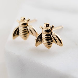 Little Honey Bee Studs Dainty Bee Earrings Bumble Bee Studs Tiny Gold Bees Little Bee Earring Studs Delicate Bee Jewelry Gift image 4