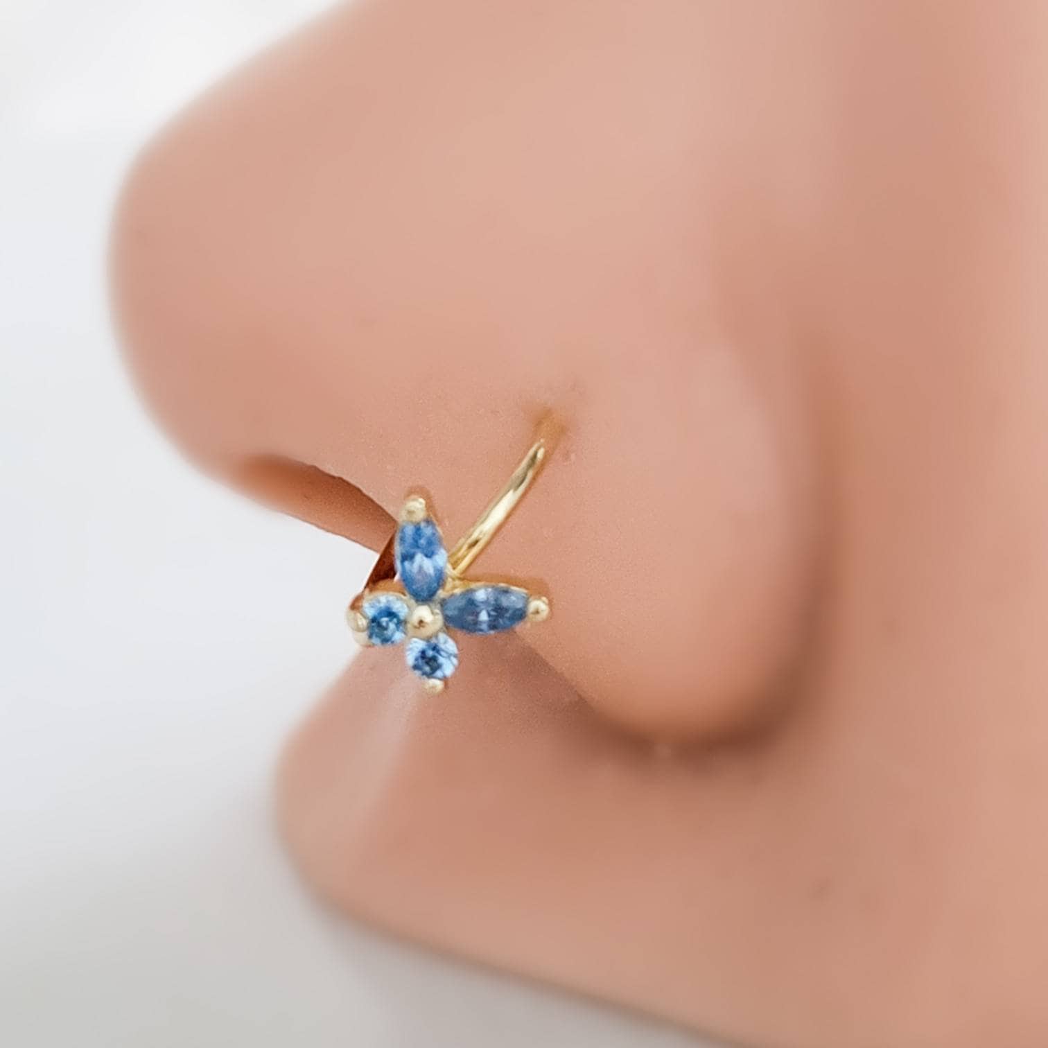Butterfly Nose Hoop 20 Gauge Cubic Zirconia Butterfly Nose Ring Nose Jewelry Dainty Butterfly Nose Piercing Etsy