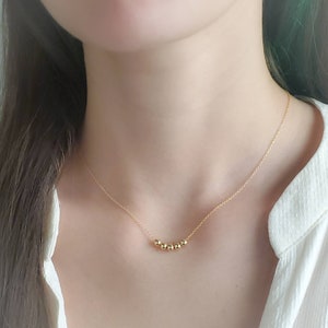 14K Gold Floating Bead Necklace Delicate Gold Necklace Multiple Bead Necklace Customize Personalize Dainty Jewelry Minimalist image 8