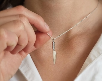 Chef's Knife Necklace • Edgy Jewelry • Layering Necklace • Goth Style • Knife Charm • Badass Style • Best Friend Gift • Knife Charm