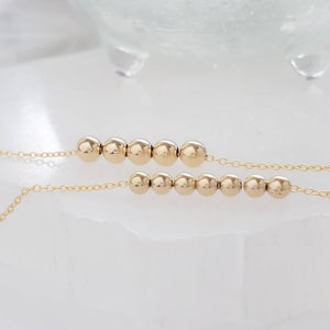 14K Gold Floating Bead Necklace Delicate Gold Necklace Multiple Bead Necklace Customize Personalize Dainty Jewelry Minimalist image 9