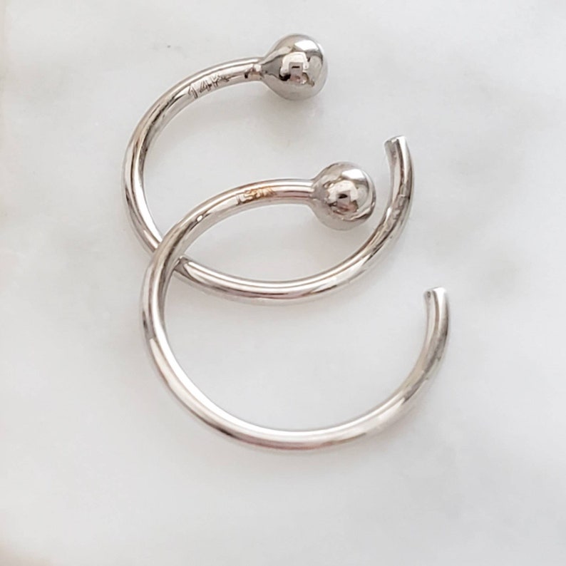 14k Gold Hug Hoops 20g Thin Ball Hoops Open Ball Hoop Etsy