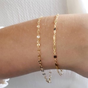 Bracelet en or délicat • Deux tailles • Chaîne en dentelle délicate • Cadeau pour elle • Bracelet chaîne essentiel • Bracelet en or indispensable • Style à superposer