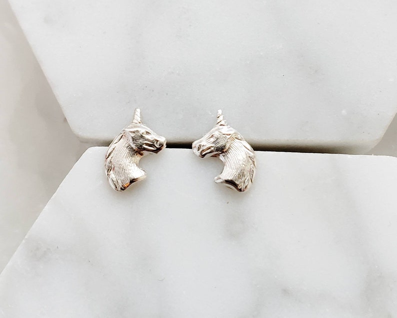 Tiny Unicorn Stud Earrings Cute Little Unicorns Gold Unicorn Earrings Magical Unicorn Studs Sweet Stud Earrings Einhorn Studs image 6