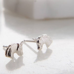 Tiny Unicorn Stud Earrings Cute Little Unicorns Gold Unicorn Earrings Magical Unicorn Studs Sweet Stud Earrings Einhorn Studs image 3