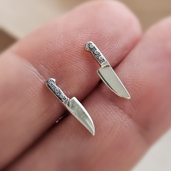 Tiny Knife Studs Chef s Knife Earrings Edgy Jewelry Miniature Knife Sterling Silver Knife Punk Rock 90s Best Friend Gift Etsy Canada