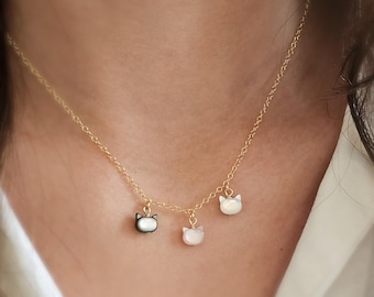 Kitty Cat Charms • Cat Lover Necklace • Feline Necklace • Pet Memorial • Cat Mom • Mother of Pearl • Minimalist Cat Necklace • Cat Lady