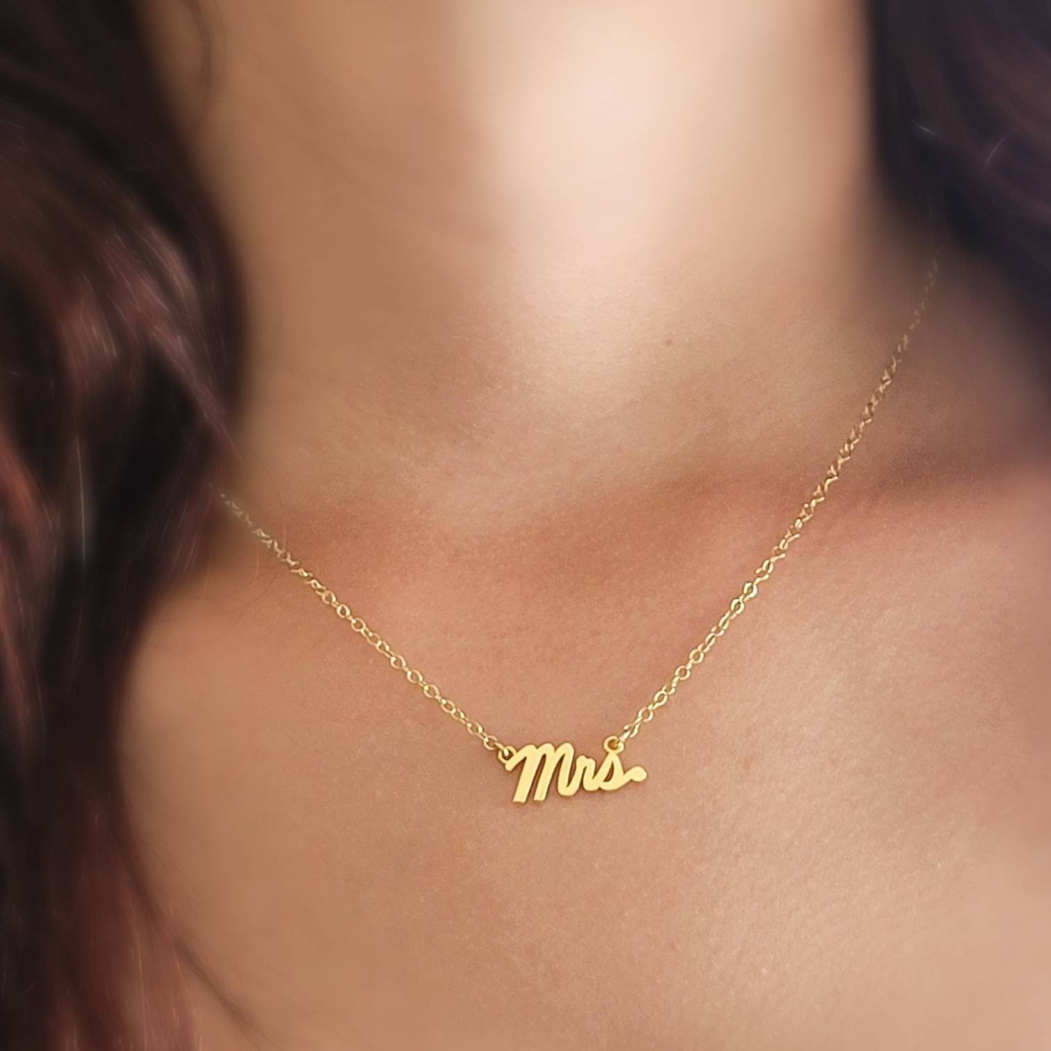 Mrs. Necklace Mrs. Word Jewelry New Bride Bridal Shower Gift Honeymoon Gift Just Married Bridal Jewelry Hand Written Pendant Etsy