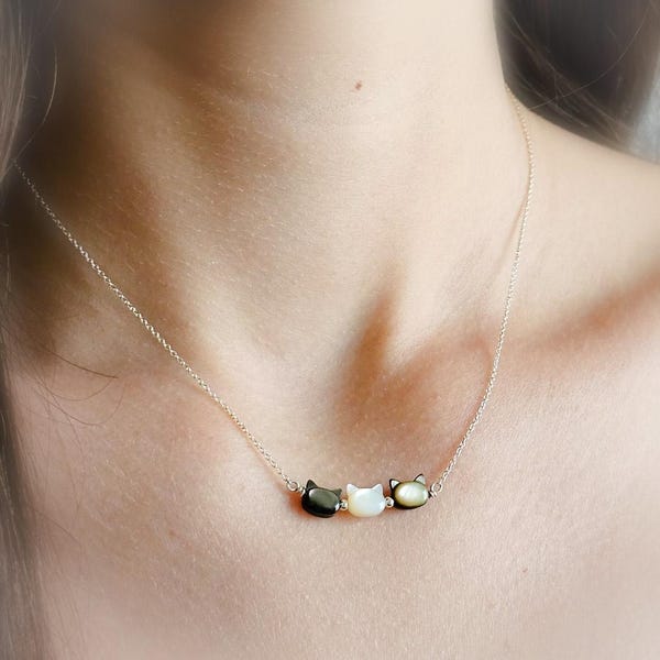 Collar Original Cat Lover © • Collar Felino • Joyería de Gatito • Memorial para Mascotas • Mamá Gata • Nácar • Collar Minimalista para Gatos