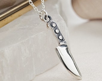 Tiny Knife Necklace • Edgy Jewelry • Layering Necklace • Goth Style • Knife Charm • Badass Style • Best Friend Gift • Chef's Knife Charm