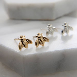 Little Honey Bee Studs Dainty Bee Earrings Bumble Bee Studs Tiny Gold Bees Little Bee Earring Studs Delicate Bee Jewelry Gift image 6