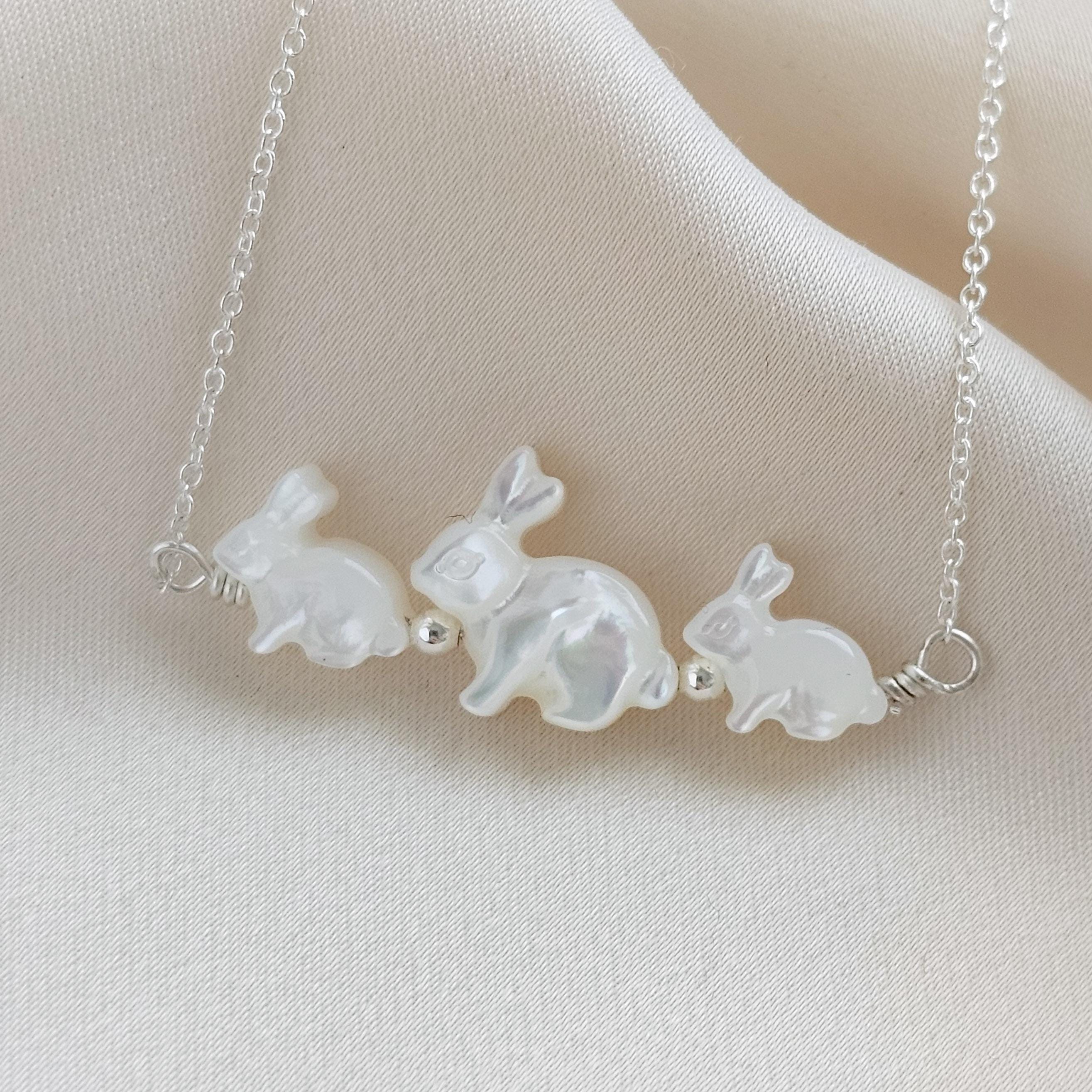 Bunny Mom Necklace • Mother & Baby Bunnies • Rabbit Jewelry