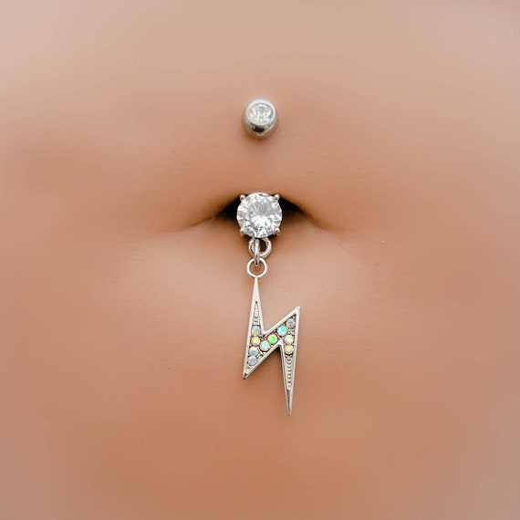 Lightning Bolt Dangle Belly Ring Unique Body Jewelry Belly - Etsy Canada