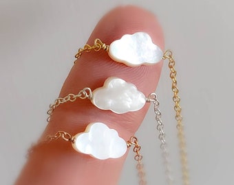 Cute Little Cloud Necklace • Mother of Pearl Cloud • Dainty Carved Cloud Charm • Cloud Jewelry • Dreamy Cloud Jewelry