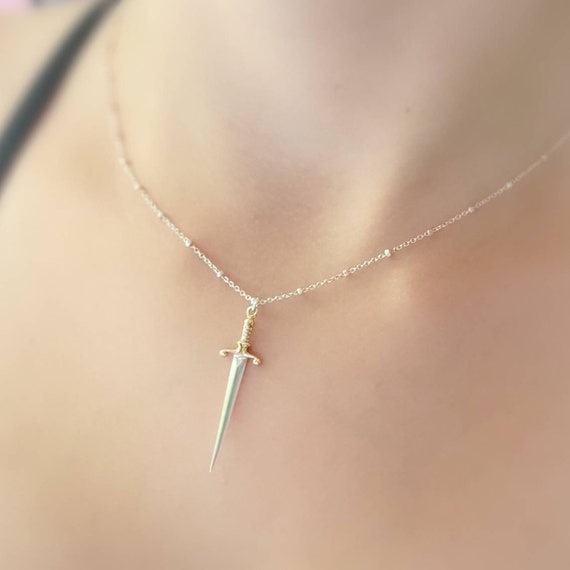 Dagger Necklace • Katana Jewelry • Gold Dagger • Gothic Jewelry • Gift For Her • Sword Pendant • Fantasy Jewelry • Dark Academia