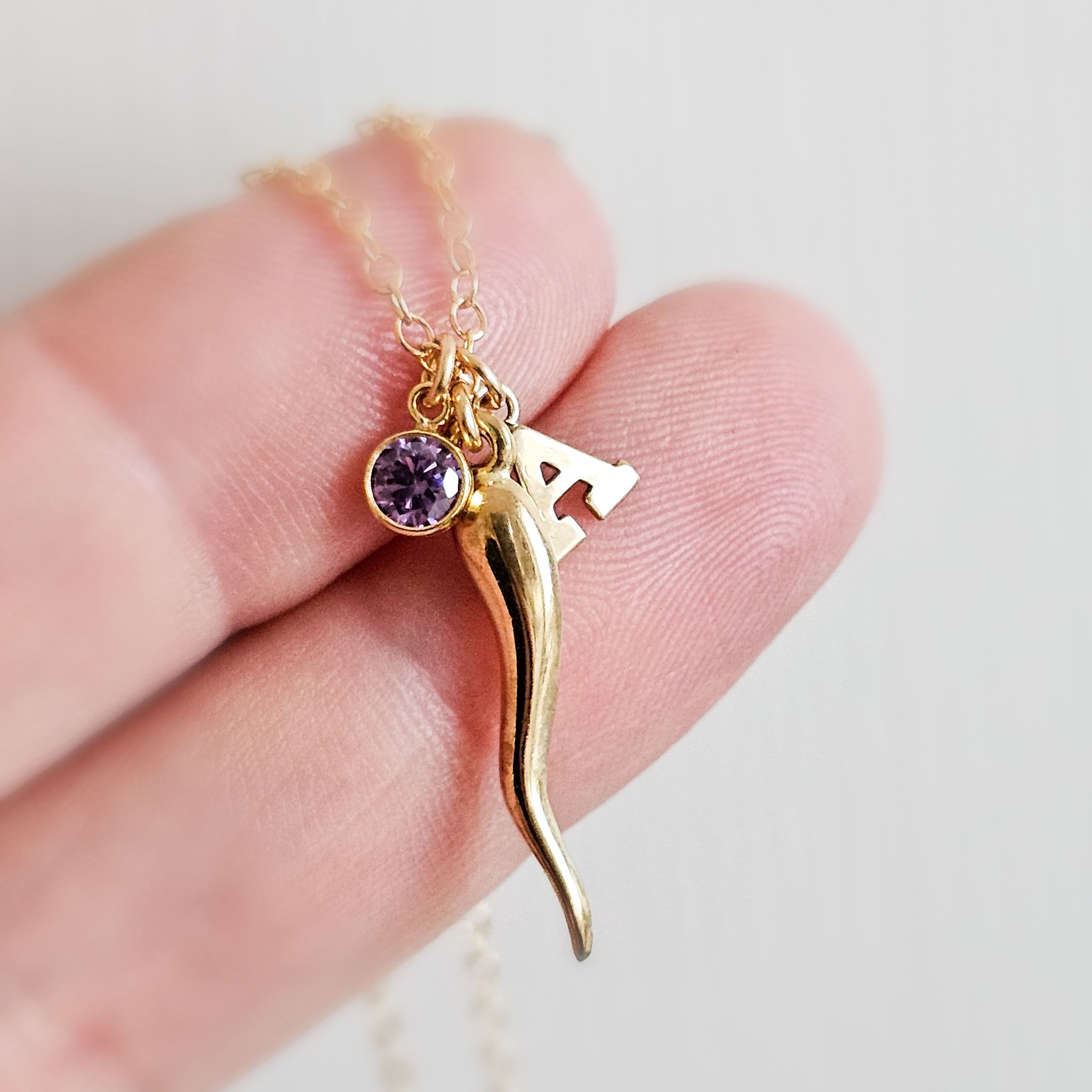 Deluxe Italian Horn Necklace • Mix & Match Personalized Initial