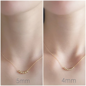 14K Gold Floating Bead Necklace Delicate Gold Necklace Multiple Bead Necklace Customize Personalize Dainty Jewelry Minimalist image 2